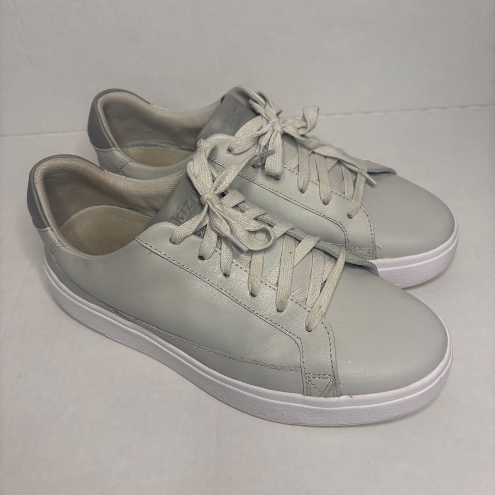 Kizik Leather Vegas Sneakers Casual Everyday Walking Gray‎ Lace Up Size 8.5 Wide